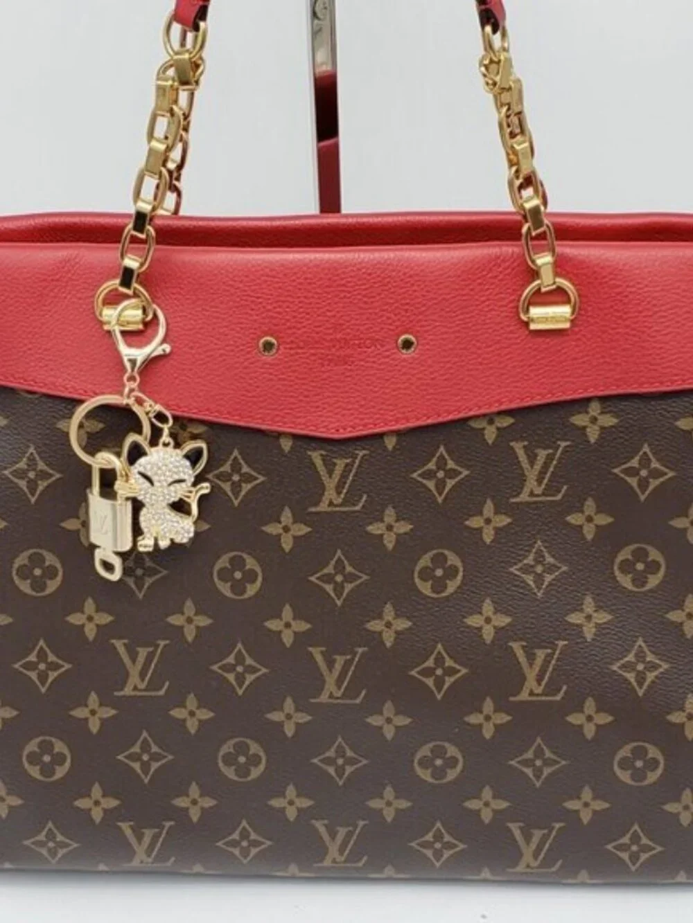 Louis Vuitton Gold Padlock Key 🔒 Authentic LV Charm + Unbranded Cat Keychain